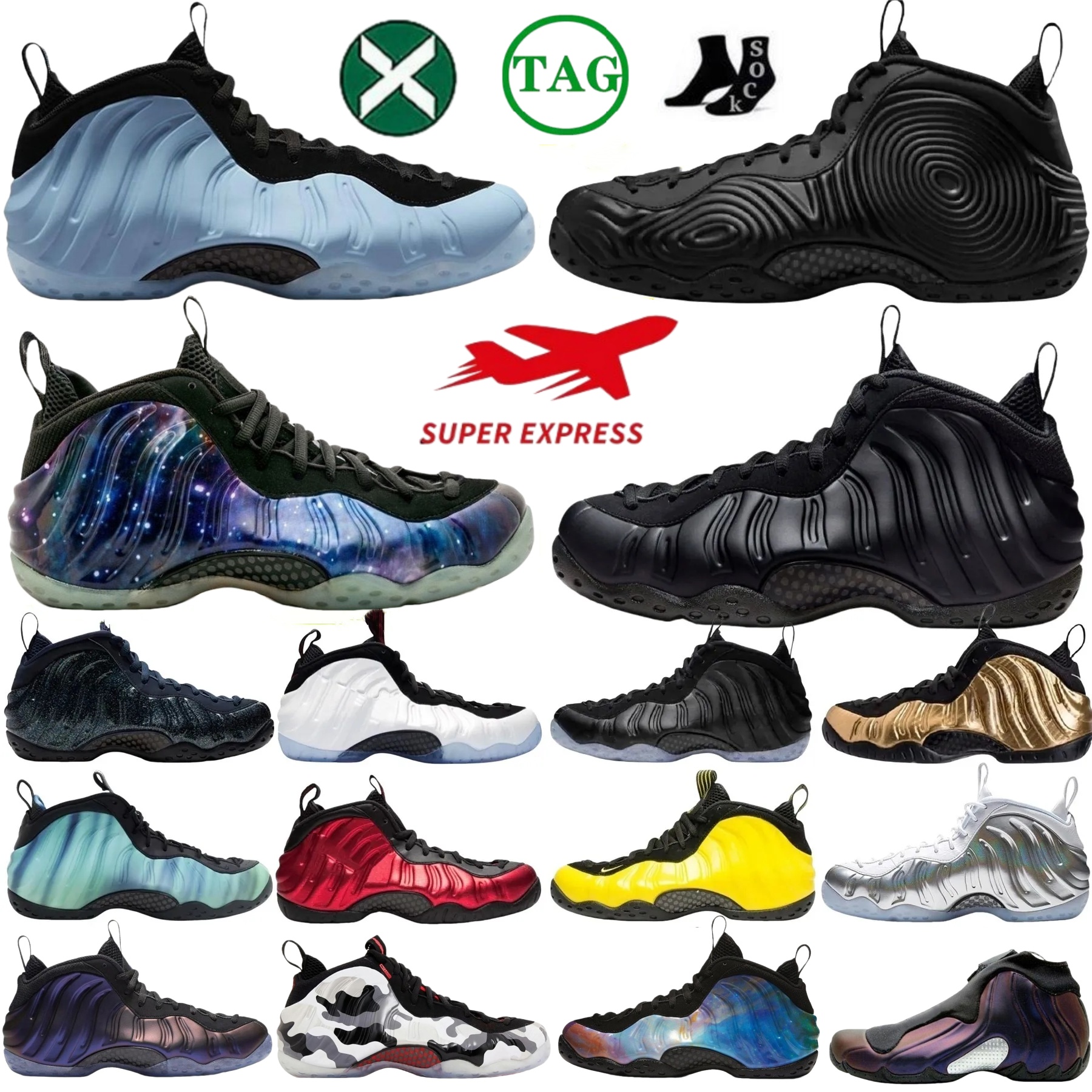 Designer Shoes foamposits One penny Mens Basketball Shoes Galaxy Royal Metallic Re Anthracite Black Volt Chrome White ParaNorman Dream A Worl Men Sports sneakers