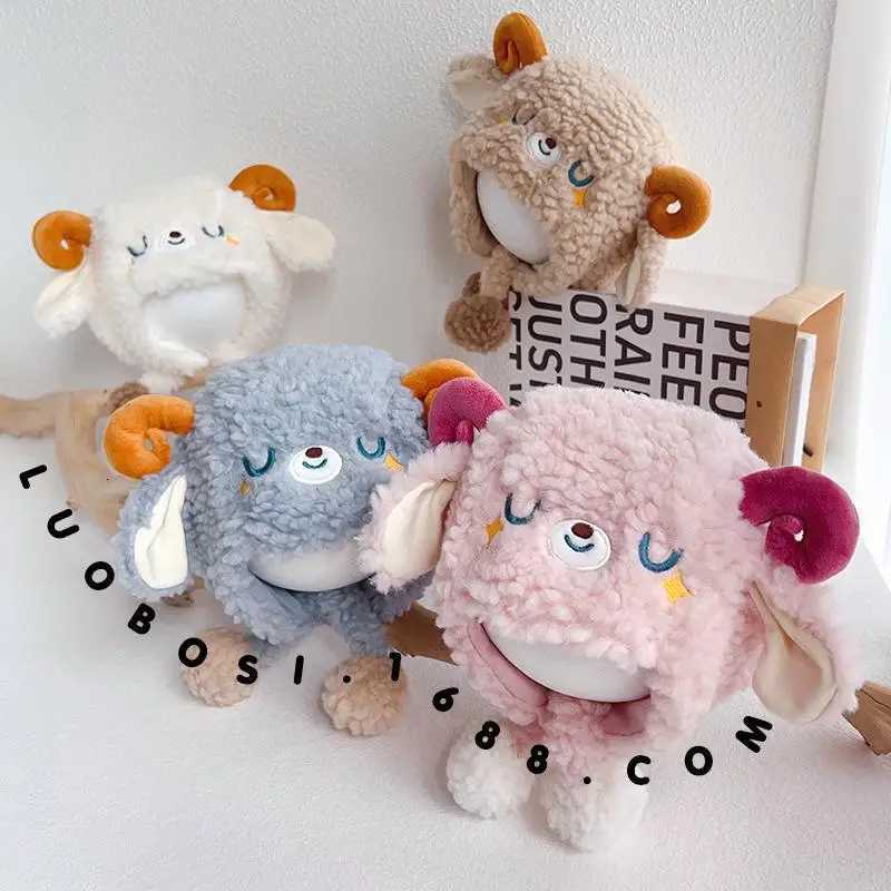ABeautiful Cute Sheep Beanie Cap Thick Lamb Fleece Warm Earmuffs Caps For Boy Girl Outdoor Windproof Plush Fluffy Warm HatXJ251023
