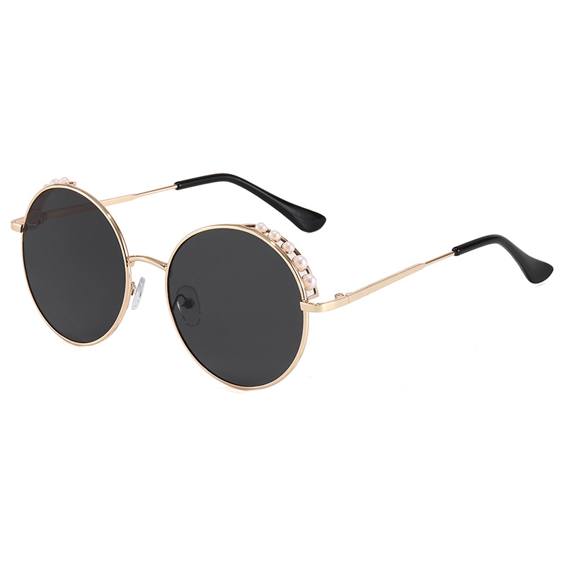 Designer sunglasses Round framed pearl sunglasses Fashion trend women's sunglasses Flower Cat's ears shape UV resistant glasses Luxury sungl