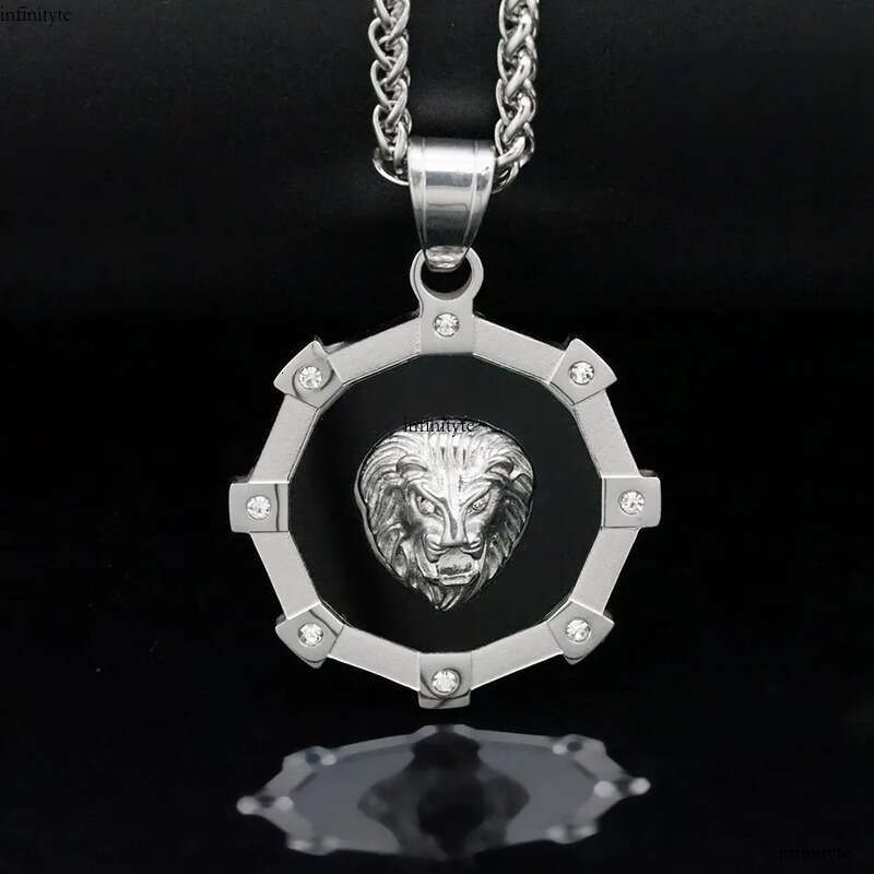Hip Hop Gear Lion Head Pendant Necklace Stainless Steel Gold Plated Mens Jewelry