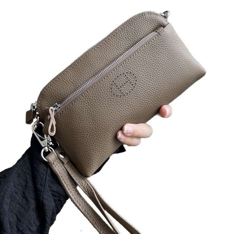 Genuine Leather Fashion Clutch Coin Purse 2025 New Top Layer Cowhide Niche Single Shoulder Crossbody Large Capacity Phone Bag