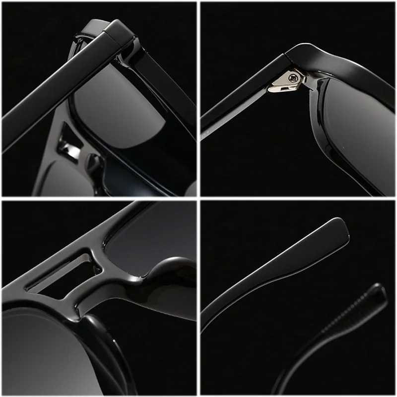 SOEI Fashion Double Bridges Square Rivets Women Sunglasses Retro Men Gradient Shades UV400 Sun GlassesW251023