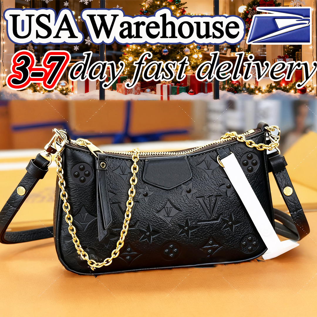 Easy Designer Bag Letter embossed Shoulder Bag Cowhide leather Luxury Bag High Quality Women's Handbag Purse Metal chain Crossbody Bag 008