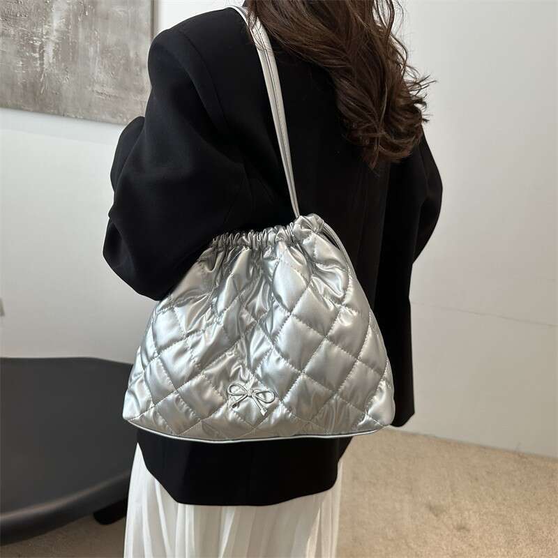 Designer Bags Fashion Padded Shoulder Cotton Quilted Backpack Large capacity For Women Casual Drawstring Bag Shopper Purse