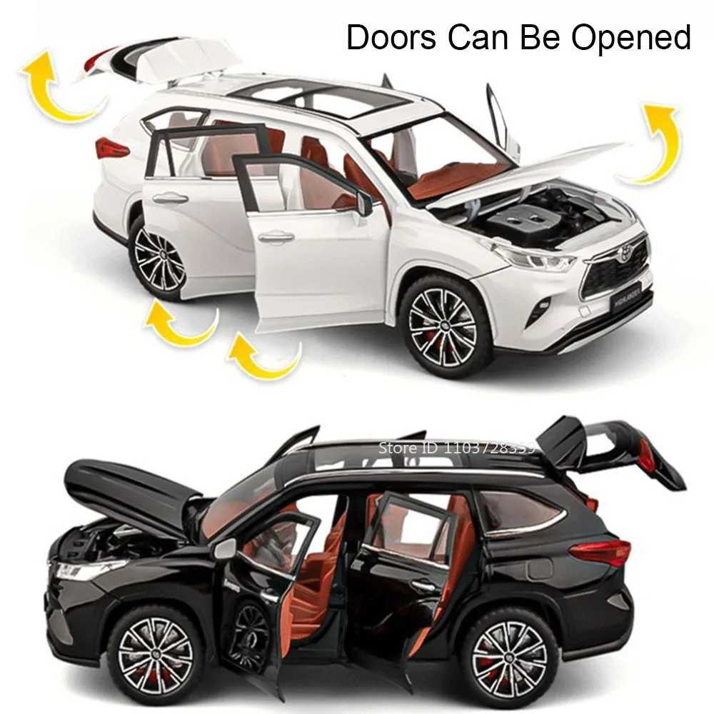124 Scale Highlander RAV4 Toy Model Miniature Cars Alloy Diecast Sound Light Doors Opened Pull Back Shock Absorption Boys GiftsT251023