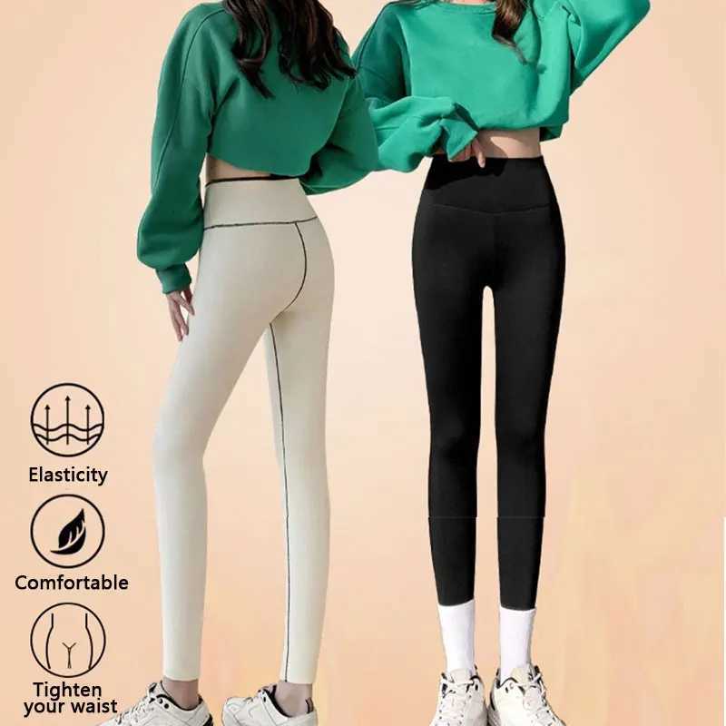 Autumn Winter High Waist Plus Velvet Shark Pants Women Seamless Fleece Warm Leggings Slim Casual Sports Fitness Yoga LeggingsT251023