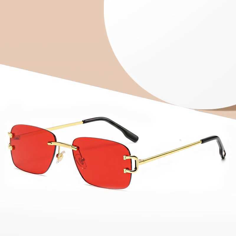 Red Lenses Fashion Sunglasses Metal Frame Cross Border Street Shooting Sunglasses for Men and WomenW251023