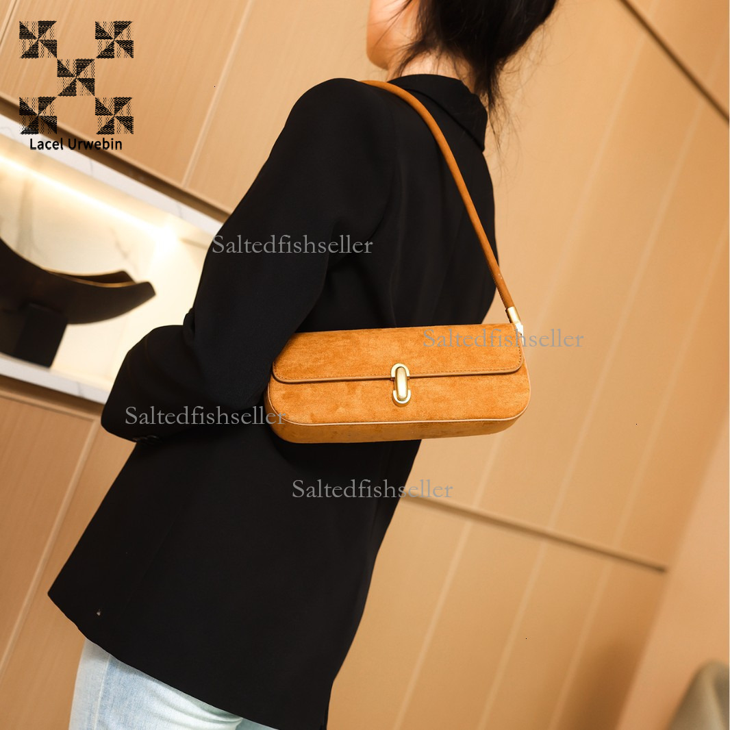 Lacel Urwebin Designer High-end Women's Handbag With Metal Snap Flap And Stick Bag New Fashion Trend Brand Versatile Suede Shoulder Bag Version S
