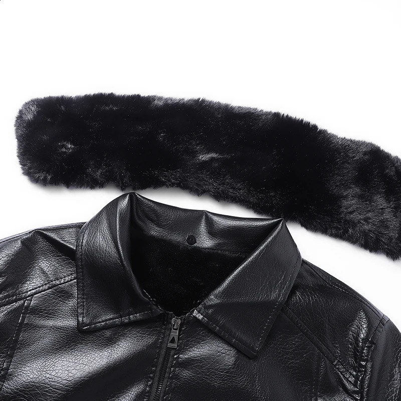 YJKVUR Mens FleeceLined Warm Faux Leather Jacket Waterproof Windproof Autumn Winter Arrival Man Motorcycle Stylish Coat 251023