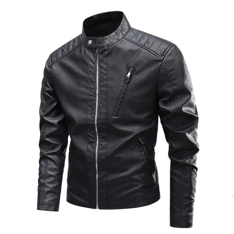 Leather Jacket Mens Casual Trend Brand Slim Fit Handsome Youth Leather Jacket Men Spring Autumn Motorcycle PU Leather Jacket W251023