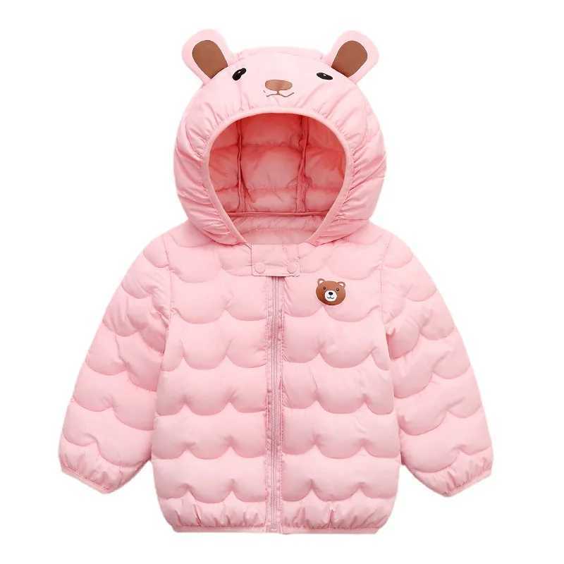 Baby Boys Girls Hooded Zipper Lightweight Down Jackets Kids Cottonpadded Cartoon Coat Childrens Autumn Winter Warm Outerwear Y251023