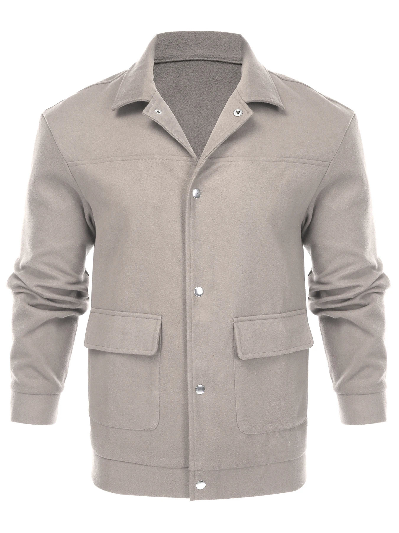 Mens Square Collar Woolen Warm Flap Pocket Button Coat Jacket 251017