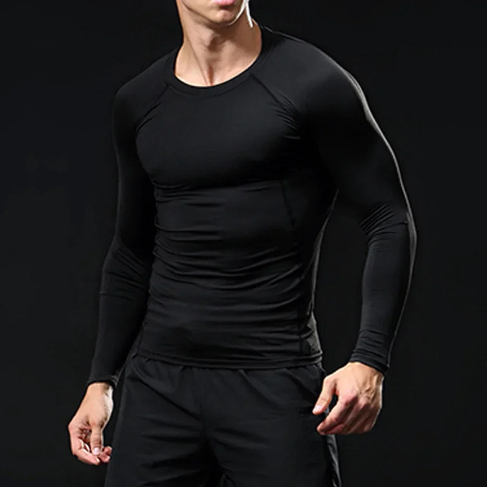 Mens Compression Shirt Men Fitness Long Sleeve Running Shirt Man Gym Under T Shirt Football Sportswear Tights 251020