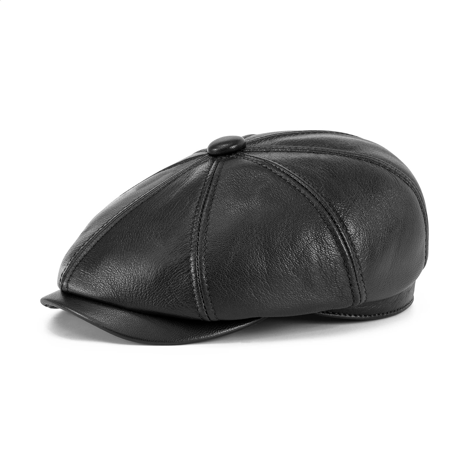 VOBOOM Men Women Genuine sboy Leather Cap 8 Panel Gatsby Ivy Vintage Flat Cabbie Hat 251021