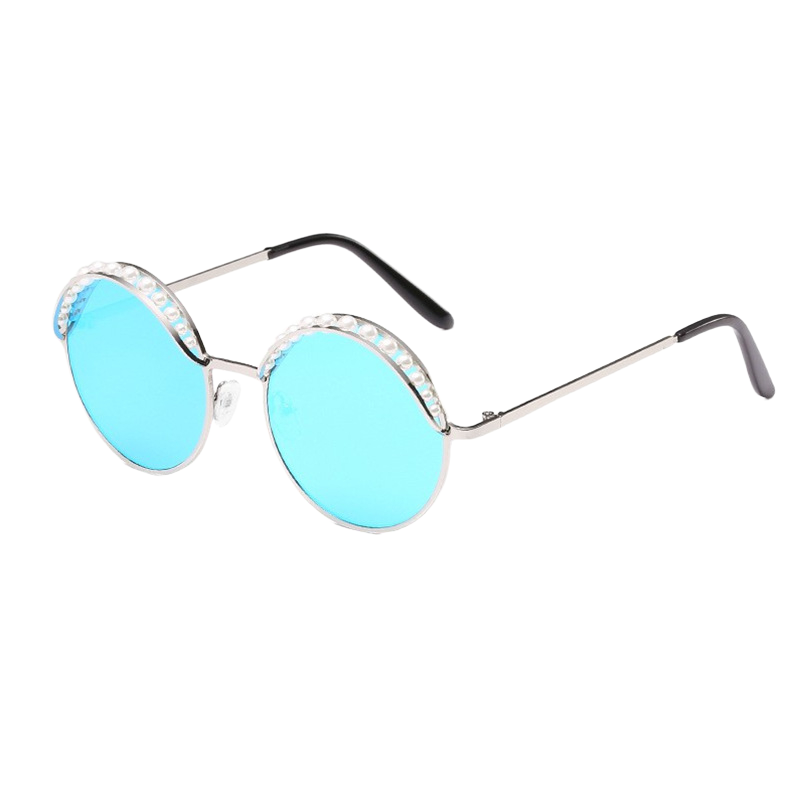 Designer sunglasses Round framed pearl sunglasses Fashion trend women's sunglasses Flower Cat's ears shape UV resistant glasses Luxury sungl