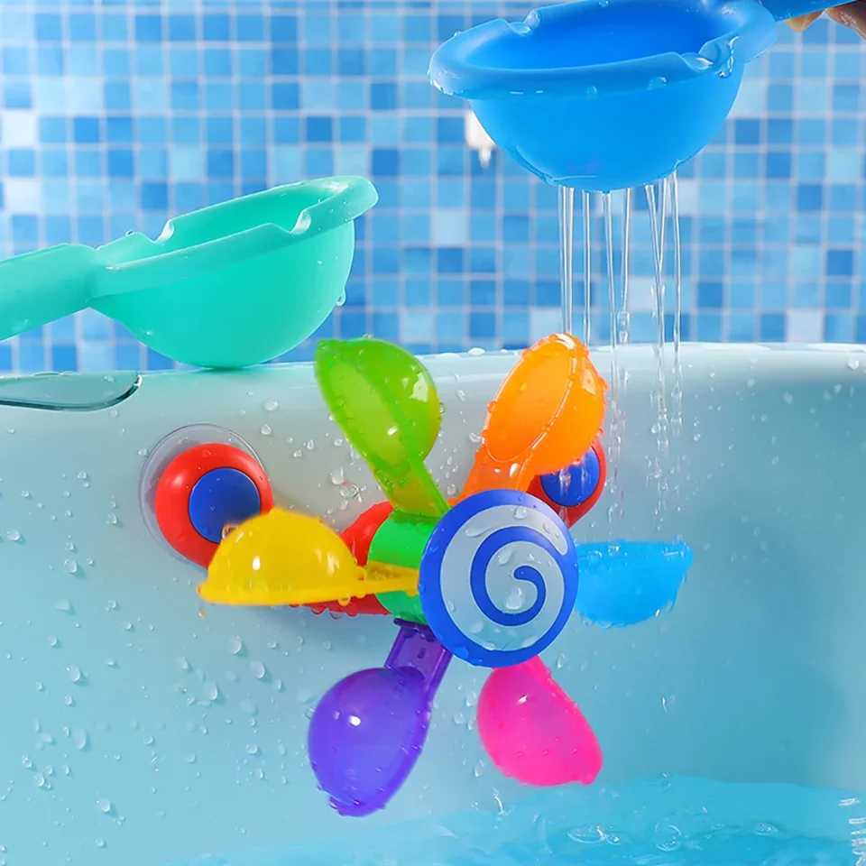 Colorful Water Wheel Bathing Sucker Bathtub Water Spray Play Set Shower Sprinkler Toy Baby Bath Toys For Kids Toddler Gifts J251023
