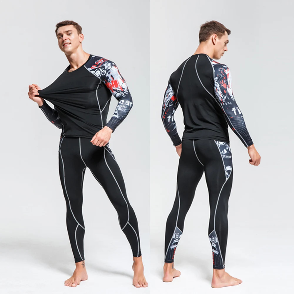 Mens Thermal underwear Set MMA Tactics Fitness leggings base Compression Sports suit Long Johns Men Clothing 251023