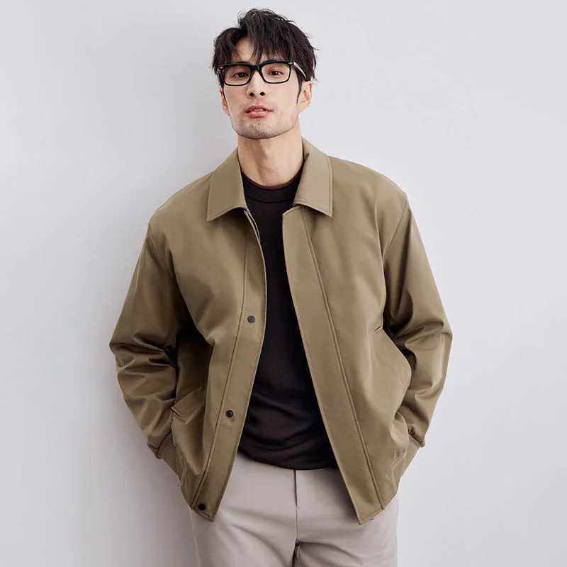 Spring and Autumn New Mens Trendy Lapel Solid Color Allmatch Loose Casual Top Jacket W251023