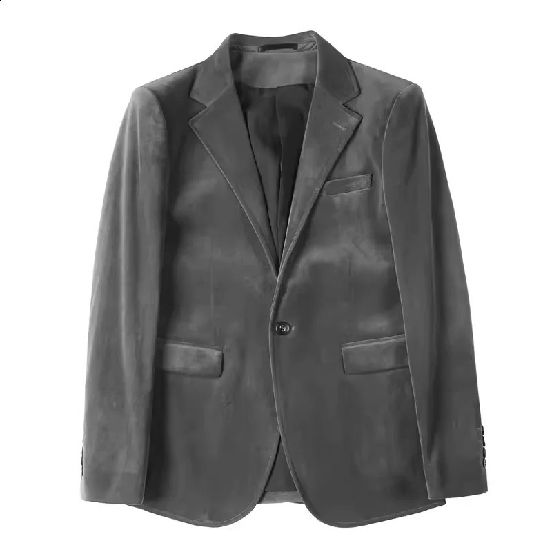 Mens Wool Suit Jacket High Quality Fashion One Grain Single Breasted Velvety Casual Solid Color West Fork 251023