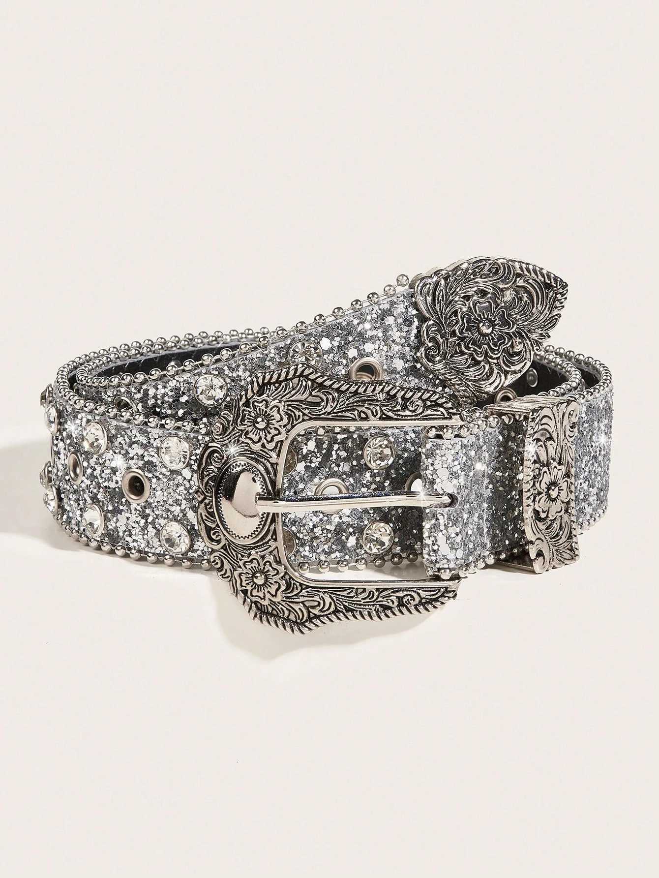 1pc mens silver western style diamond Y2K metal style mens belt for four seasons commuting and allmatch jeans accessoriesXJ251023