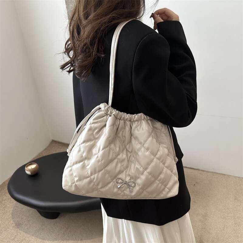 Designer Bags Fashion Padded Shoulder Cotton Quilted Backpack Large capacity For Women Casual Drawstring Bag Shopper Purse