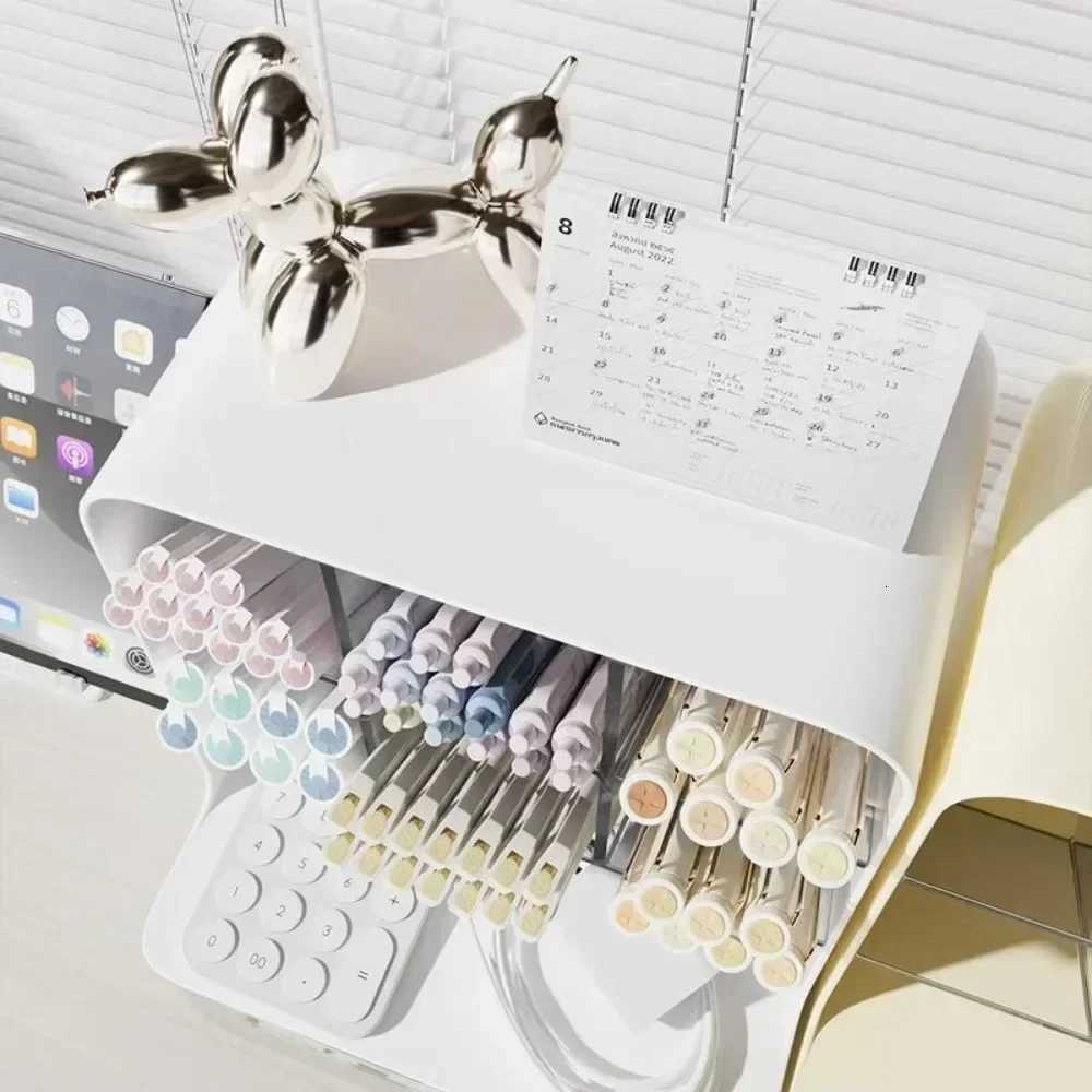 Oblique Plugin Pen Holder Sundries Storage Rack Dustproof Pen Container Multi Space Large Capacity Storage Miscellaneous Items C251023