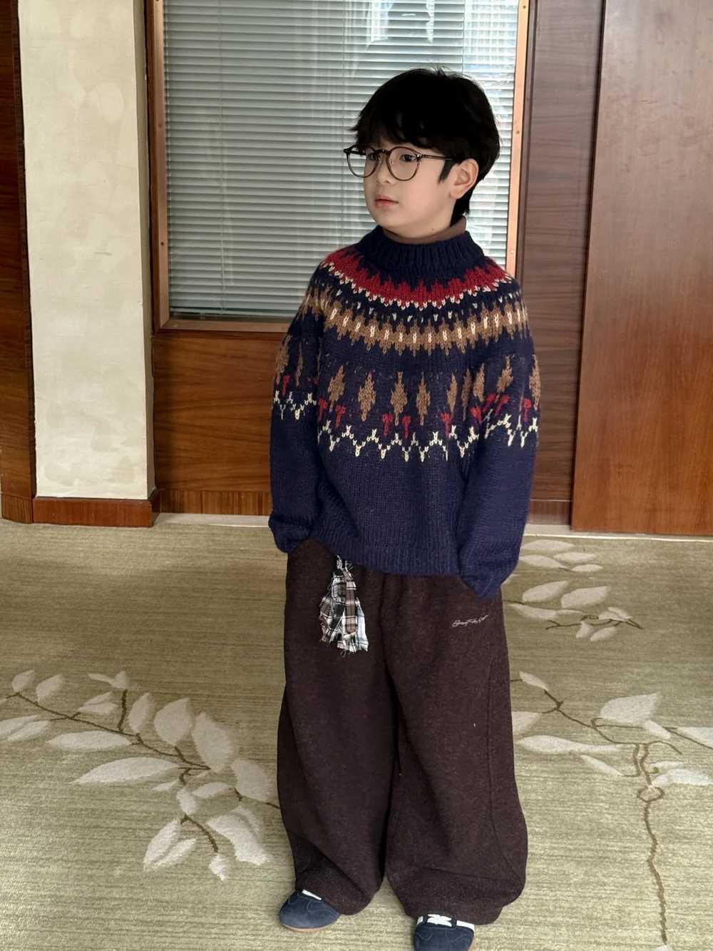 2025 Winter New Children Long Sleeve Knitted Sweater Girls Thick Fel Island Pullover Boys Casual Knitwear Kids Warm Clothes C251023