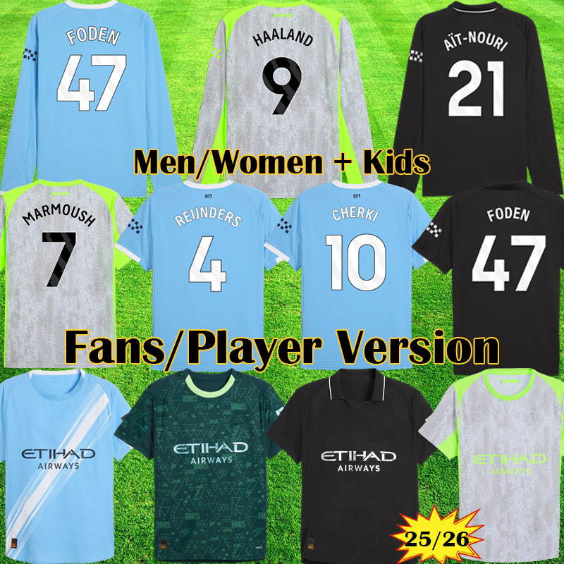 3XL 4XL 2025 EA Sports Man City Soccer Jerseys Special Kits MARMOUSH FODEN HAALAND 2026 Blue Moon Jersey MAN 4th football shirt cities 25 26 CHERKI kit Kids YTIC shirts