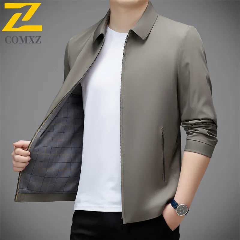COMXZ Men Jacket Business Casual High Quality Light Luxury Wrinkle Resistant Office Travel Golf Slim Fit Coat Autumn Outerwear W251023