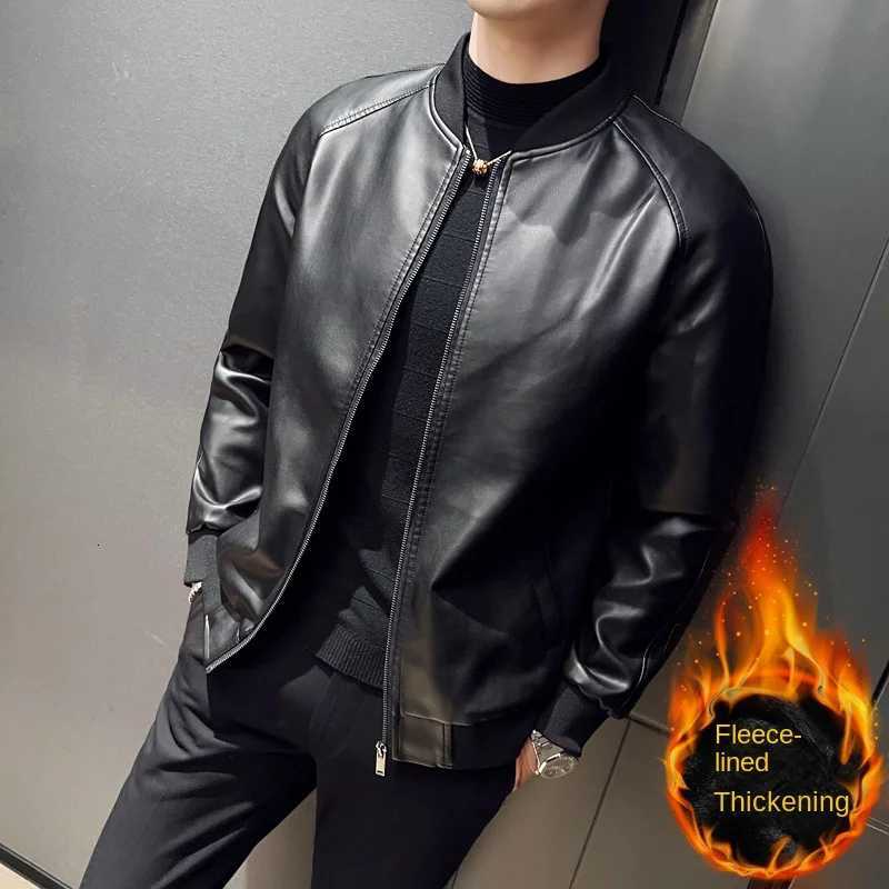 Men SprAutumn Thin Style Motorcycle Leather Jacket Fashionable Motorcycle Leather Jacket Fabric Soft Version Slim Simple Coat W251023