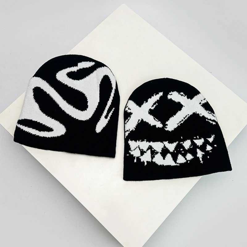 Hip Hop tter Funny Wool Knitted Hats Warm Sty Autumn and Winter New Beanies Versati Street Fashion Personal NicheW251023