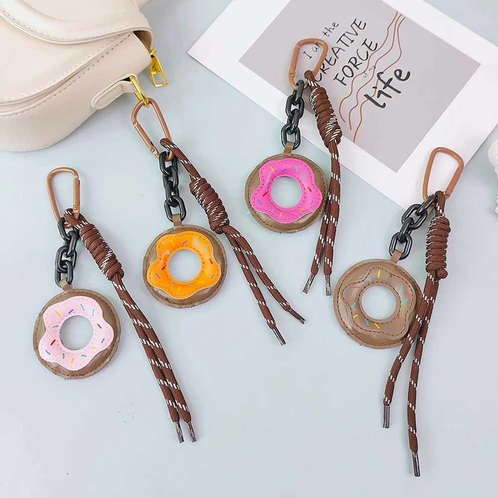 PU Donut Charms Keychain Braided Rope Bag Pendant Keyring Fashion Simple Bag Ornaments Decor Car Trinkets Accessories Gifts Z251023