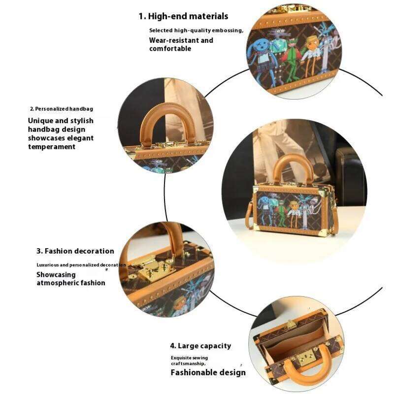 Cartoon Box Bags Women Handbags Evening Top Handle Satchel Rivets Crossbody Bag Small Hard Purse Shoulder
