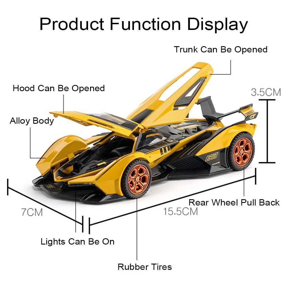 132 Scale Countach LP500S V12 Sports Car Model Toy Doors Opened Alloy Diecast Simulation Sound Light Models Gifts for ChildrenT251023
