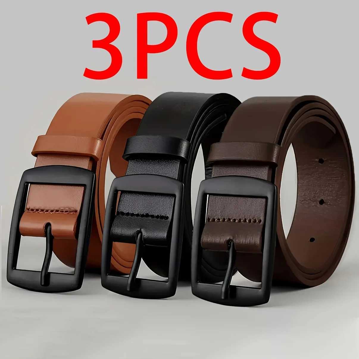 3pc Luxury Belt for Men PU Leather Belt Metal Pin Buckle High Quality Famous Brand Designer Waist Strap Belt For Jeans Plus SizeXJ251023