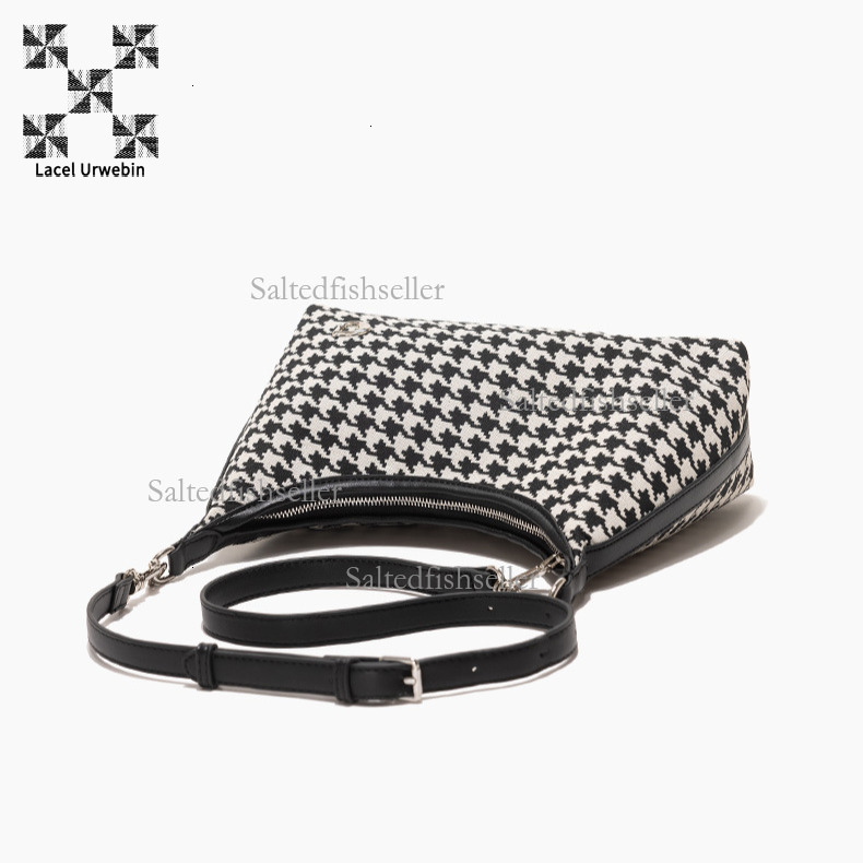 Lacel Urwebin New Women's Thousand Bird Grid Handbag Designer Luxury Fashion Large Capacity Women's Shoulder Bag Suede Zipper Crossbody Bag 