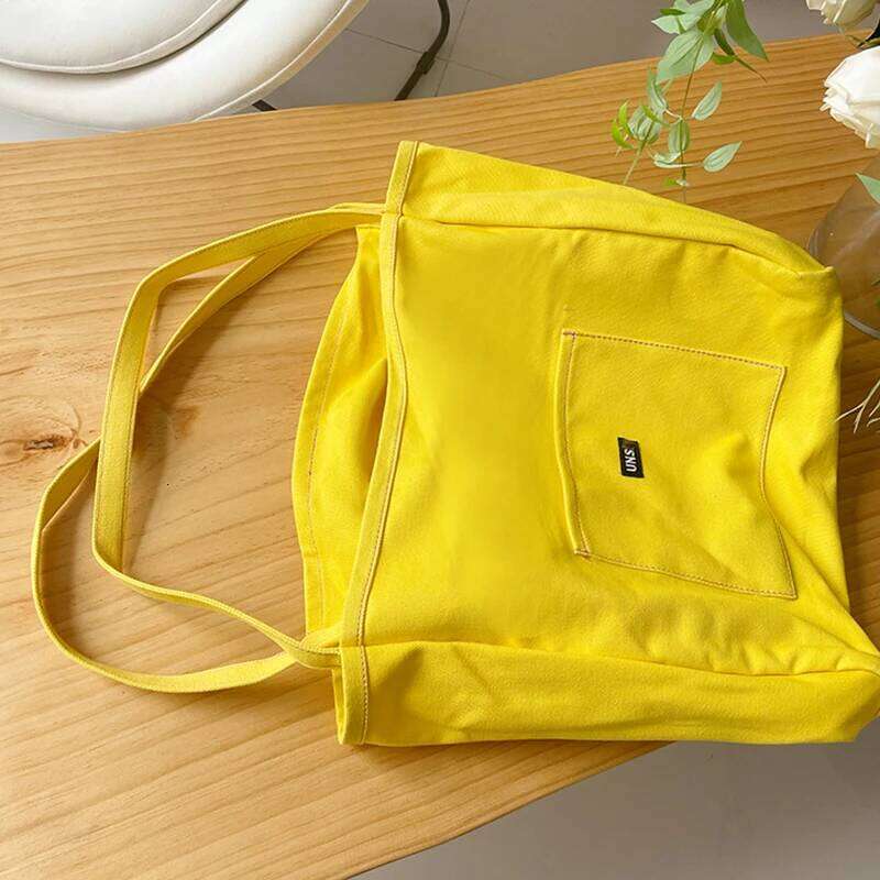 Canvas High Quality Reusable Shopping Shoulder Bag Women Simple Casual Daily Use Handbag Totes Female Portable Folding Purse