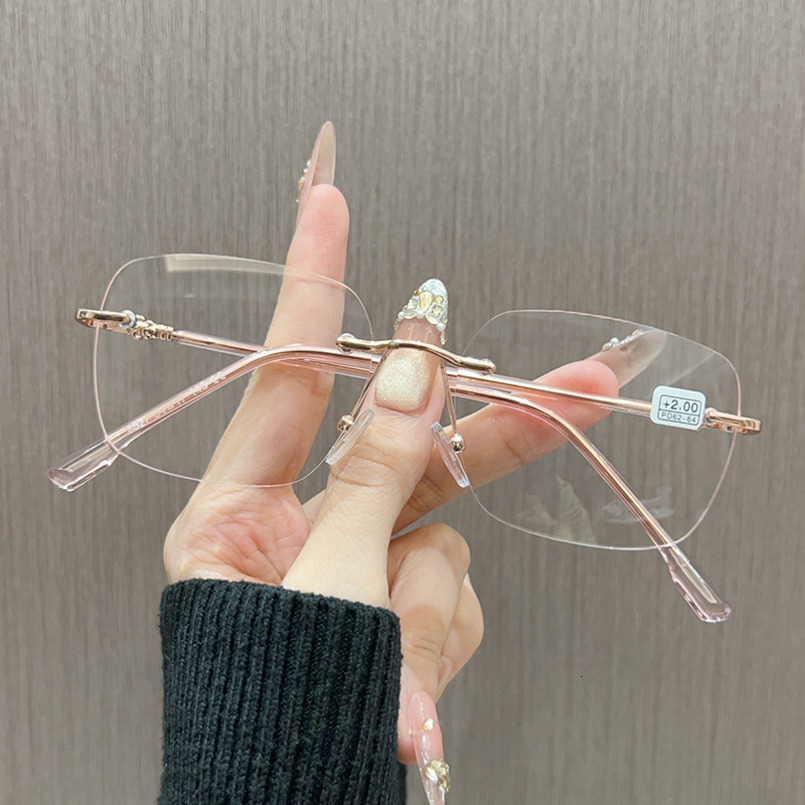 Pure Desire Rimless Prescription Glasses for Women, Customizable Prescription, Large Frame, Face Slimming, High-End Feel, Borderless Gold Wire Eyeglas