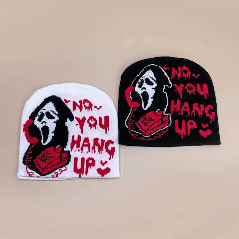 Halloween Wool Knitted Hats Warm Spoof Hip Hop Autumn and Winter Versatile Horrible Color Block Fashion Skate Y2K BeaniesXJ251023