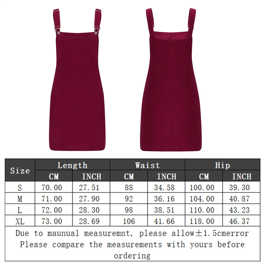 Womens Sleeveless Corduroy Pinafore Bib Overall Mini Dress A Line Cute Jumper Dress Pockets For Teenager Adjustable Shoulder 251023