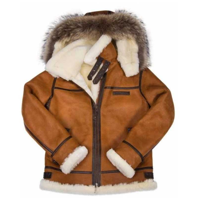 Plush Jacket Men Integrated Leather Fur Comfortable Thick Insulation Long Sleeved Solid Color Casual Versatile Zippered Jacket W251023