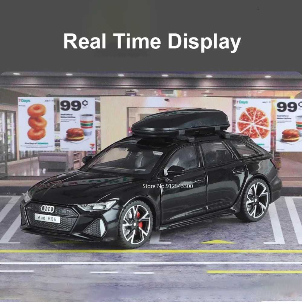 132 RS6 Car Model Toy Simulation Alloy Diecast Doors Opened Sound Light Shock Absorption Vehicle Models Ornaments Child GiftsT251023