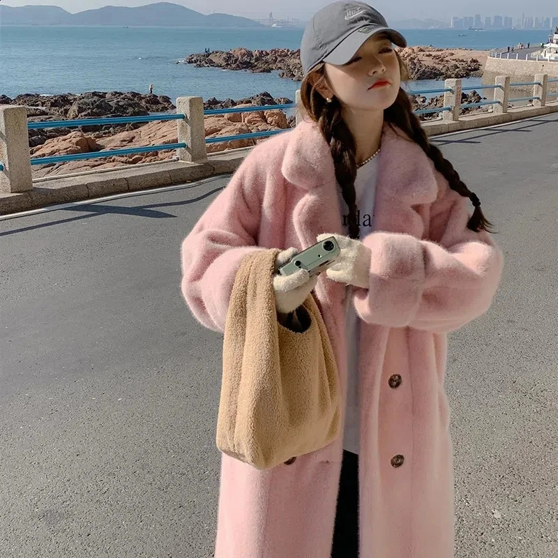 2023 Fur Coat Women Winter Highquality Long Parka Plus Cotton Padded Very Warm Size Female Plush Jacket 251018