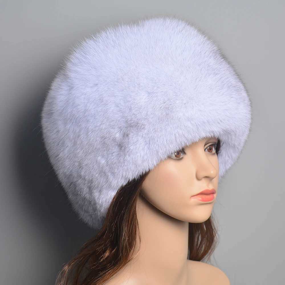 Fashion Real Fur Hats Winter Hats For Wen Natural Fur Beanies Real Bber Hat Fluffy Popar Russian Fa RoundW251023