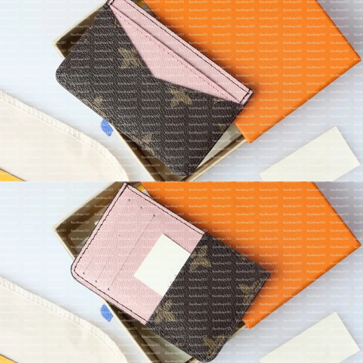 Top Designer Luxury Leather credit Card Holder Metal flower decoration Wallet Short Case evuitunns business card Purse Brown Women Men Key Coin Designer bag