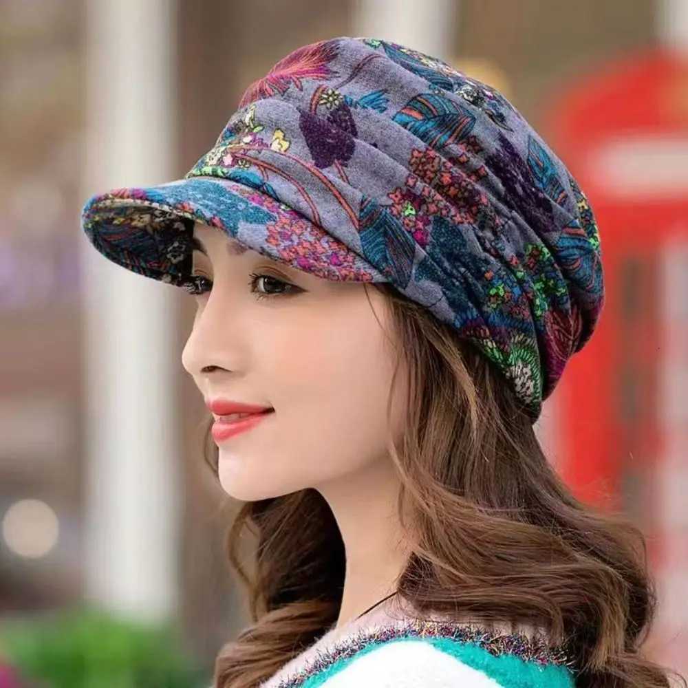 New Short Brimmed Floral Hat Wen Visor Hat Beanie Slouch Cancer Cho s Warm Muslim Brim wear WrapW251023