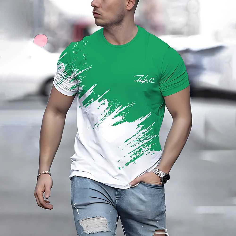 Hot selling summer mens balanced color letter print comfortable and breathable round neck Tshirt outdoor urban casual topXJ251023