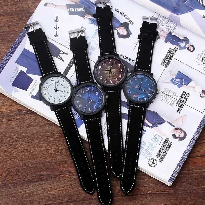 Fashion Men Watch Large Dial Leather Quartz Watch Couple Watches Clock Male Reloj Hombre Relogio Masculino L251023