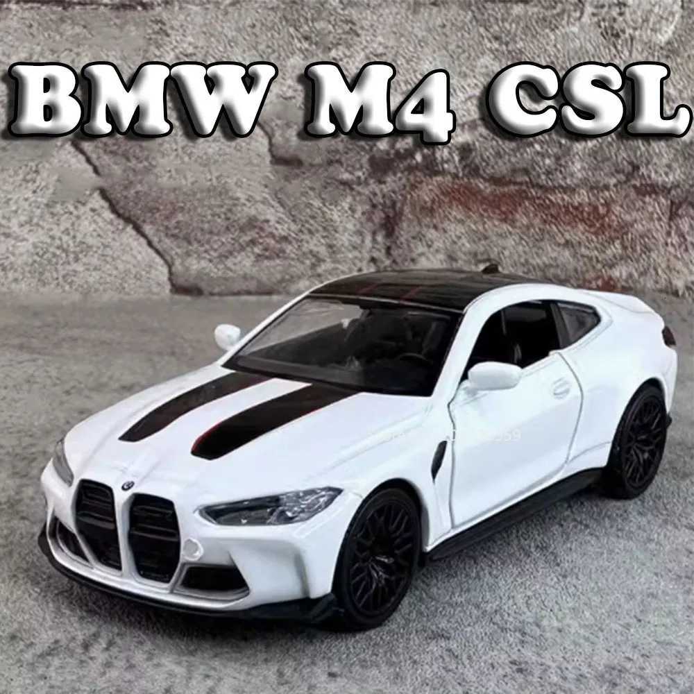 136 Model Car BMW M4 CSL M3 1987 Miniature Cars Alloy Diecast Doors Opened Pull Back Rubber Tires Ornament Toys for Kids GiftsT251023