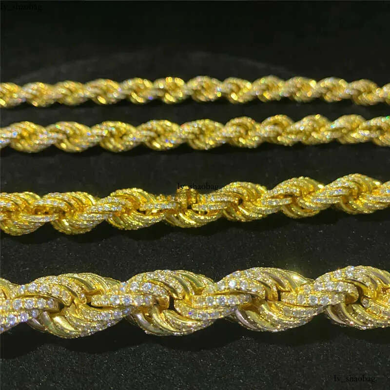 Twisted Moissanite S 10k 14k Solid Gold Hip Hop Men Jewelry Cuban Necklace Iced Out Vvs Dia Rope Chain